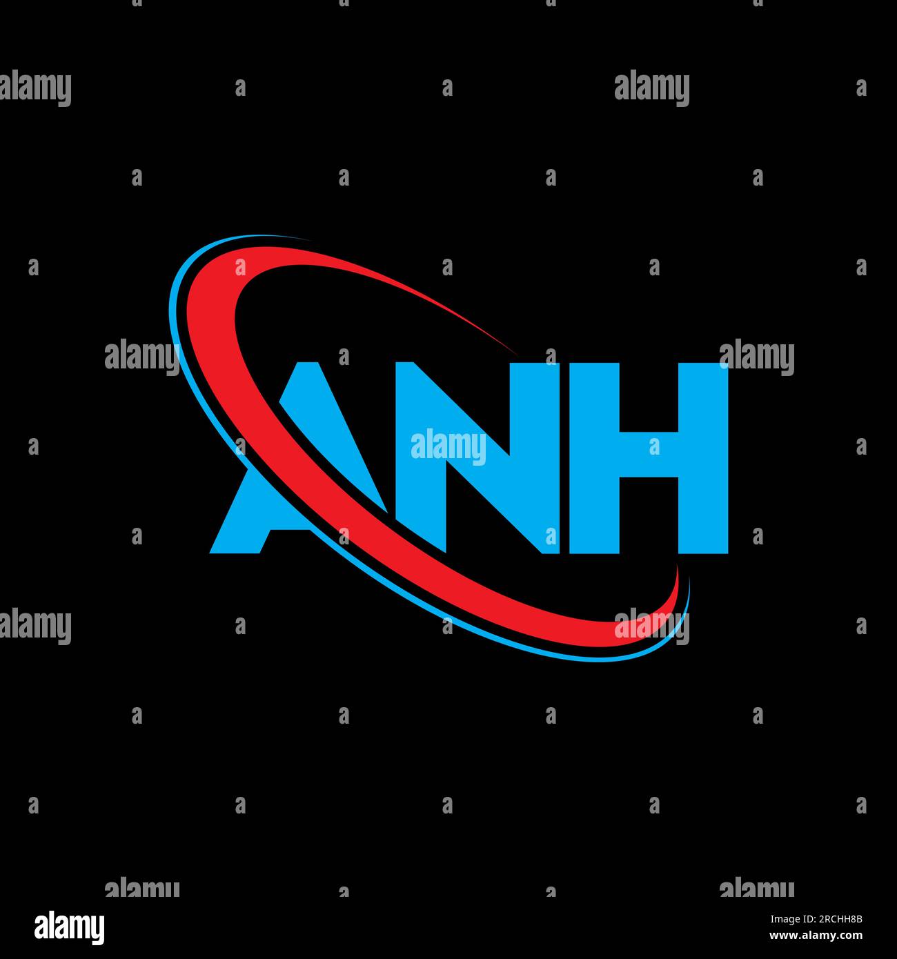 ANH-Logo. ANH-Brief. LOGO mit ANH-Buchstaben. Initialen ANH-Logo, verbunden mit einem Kreis und einem Monogramm-Logo in Großbuchstaben. ANH-Typografie für Technologie, Geschäfte Stock Vektor