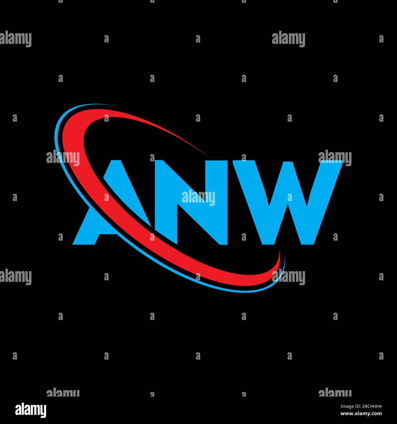 ANW-Logo. ANW-Brief. LOGO mit ANW-Buchstaben. Initialen ANW Logo verbunden mit Kreis und Monogramm-Logo in Großbuchstaben. ANW-Typografie für Technologie, Geschäftsleute Stock Vektor