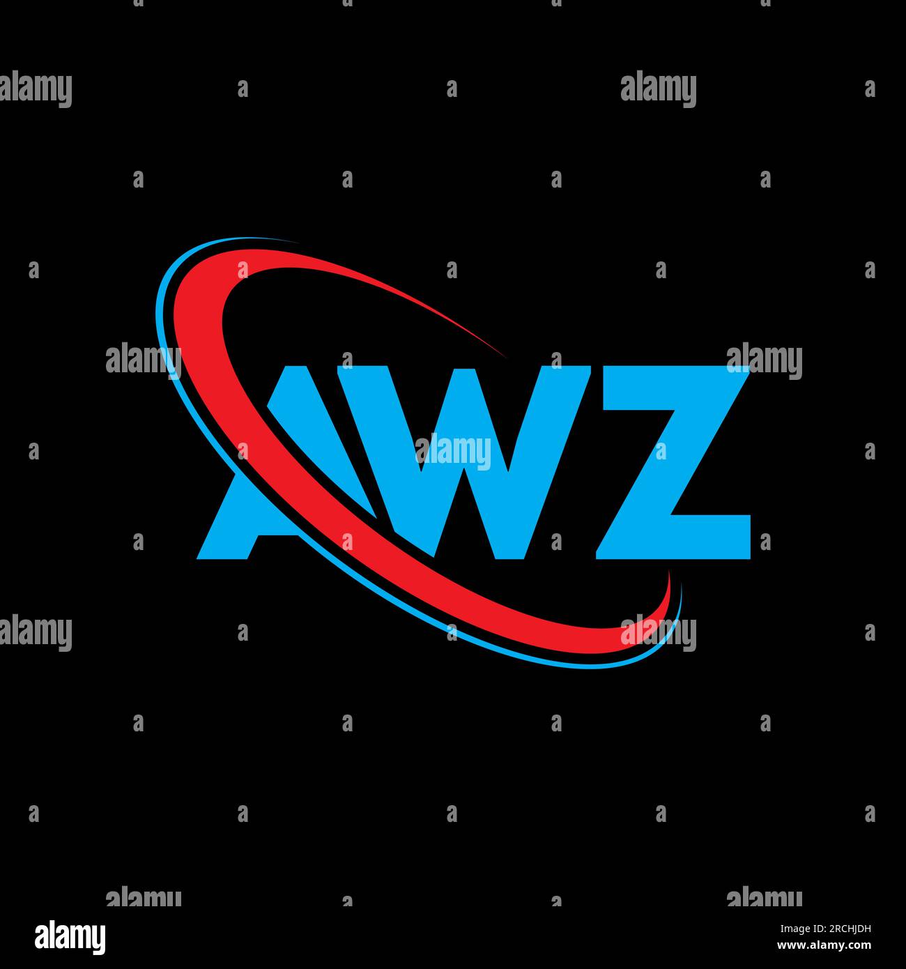 AWZ-Logo. AWZ-Brief. Logo mit AWZ-Buchstaben. Initialen AWZ Logo verbunden mit Kreis und Monogramm-Logo in Großbuchstaben. AWZ-Typografie für Technologie, Geschäfte Stock Vektor