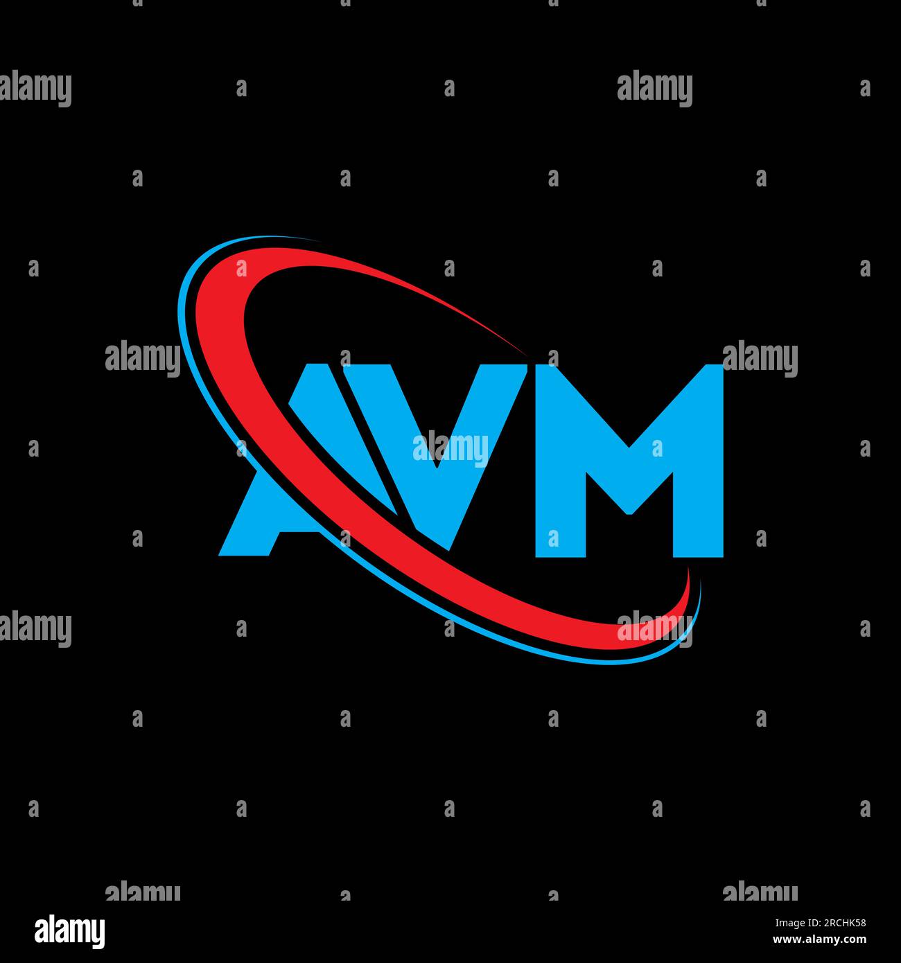 AVM-Logo. AVM-Brief. Logo mit AVM-Buchstaben. Initialen AVM-Logo, verbunden mit einem Kreis und einem Monogramm-Logo in Großbuchstaben. AVM-Typografie für Technologie, Unternehmen Stock Vektor