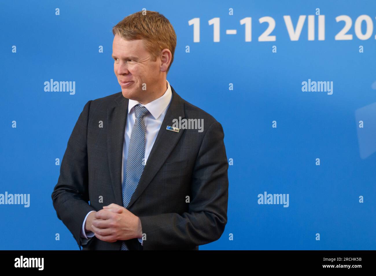 VILNIUS, LITAUEN. 12. Juli 2023 Die Staats- und Regierungschefs kommen zum vom litauischen Präsidenten während DES NATO-GIPFELS 2023 veranstalteten sozialen Abendessen. Stockfoto