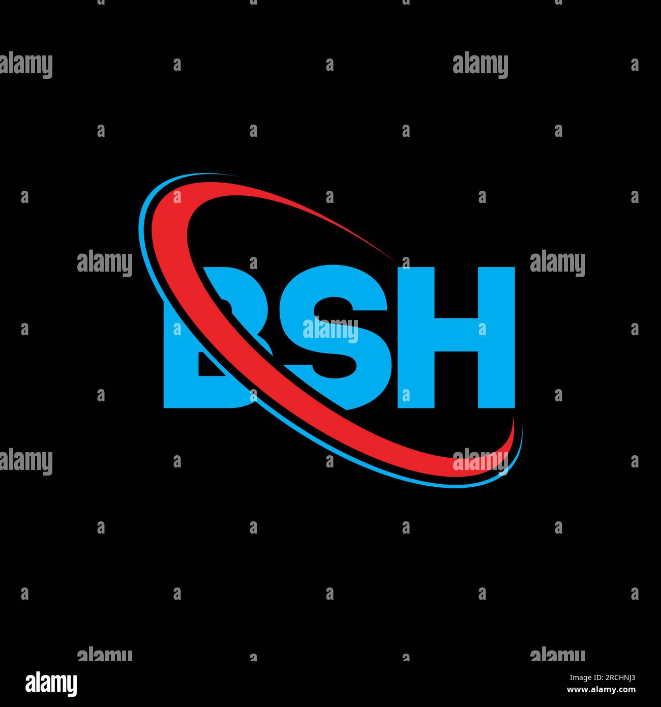 BSH-Logo. BSH-Brief. Logo mit BSH-Buchstaben. Initialen BSH-Logo verbunden mit Kreis und Monogramm-Logo in Großbuchstaben. BSH-Typographie für Technologie, Geschäftsleute Stock Vektor