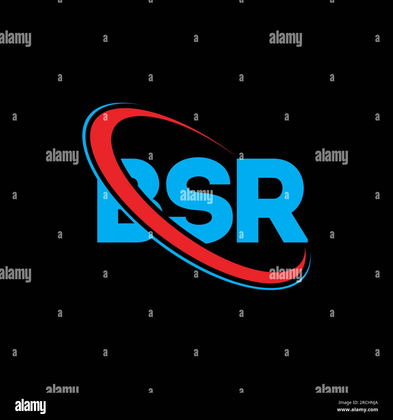 BSR-Logo. BSR-Brief. BSR-Logo. Initialen BSR-Logo, verbunden mit einem Kreis und einem Monogramm-Logo in Großbuchstaben. BSR-Typografie für Technologie, Geschäfte Stock Vektor
