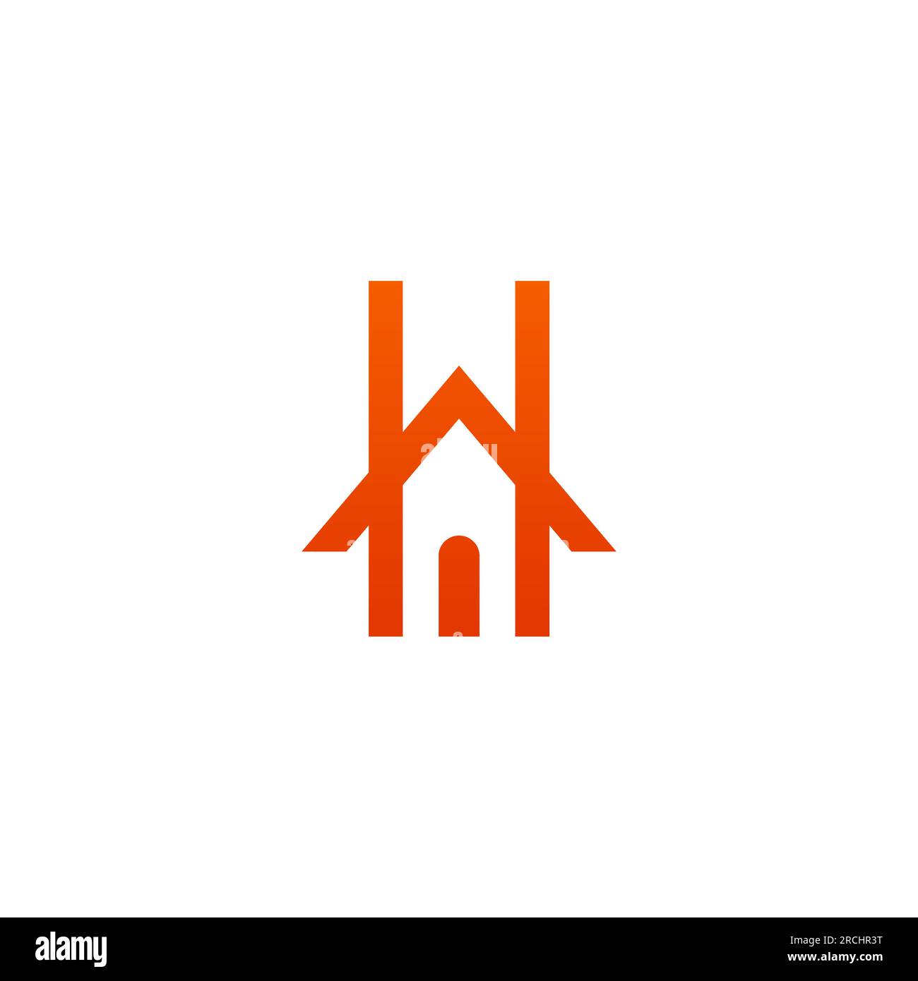 Design mit H-Logo für zu Hause. H Gebäudelogo Stock Vektor