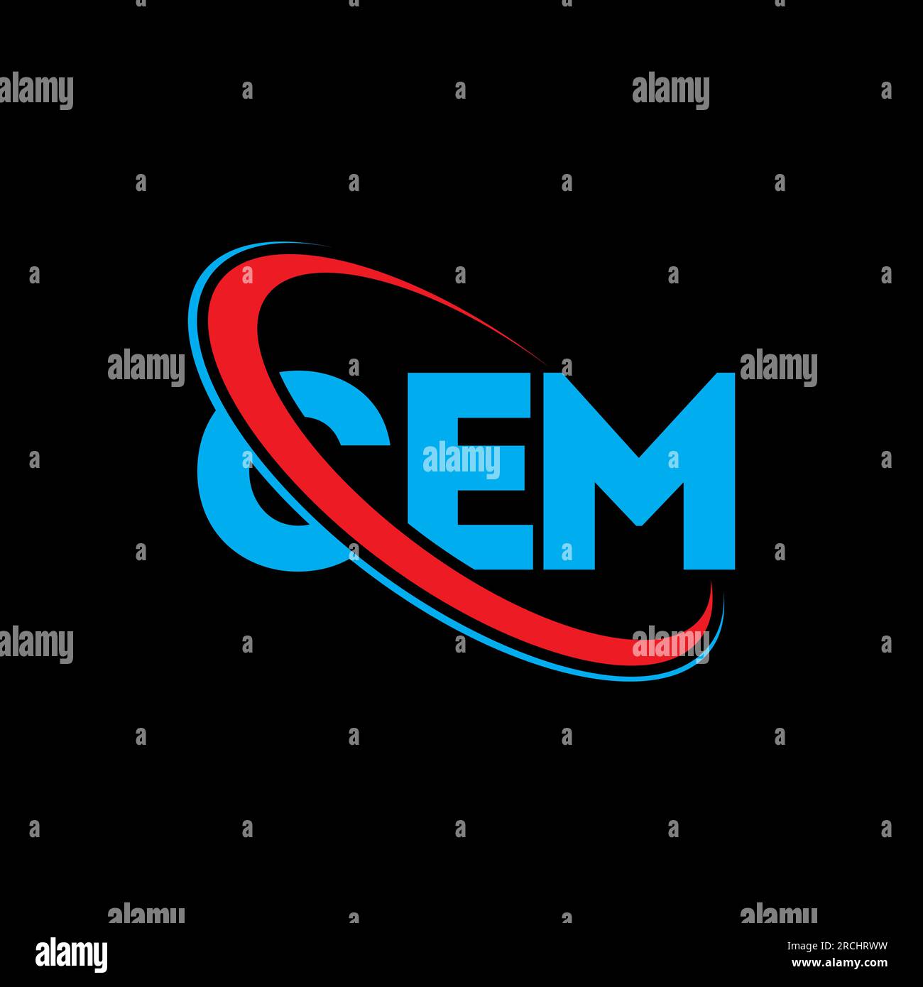 CEM-Logo. CEM-Brief. Logo mit CEM-Buchstaben. Initialen CEM-Logo, verbunden mit einem Kreis und einem Monogramm-Logo in Großbuchstaben. CEM-Typografie für Technologie, Unternehmen Stock Vektor
