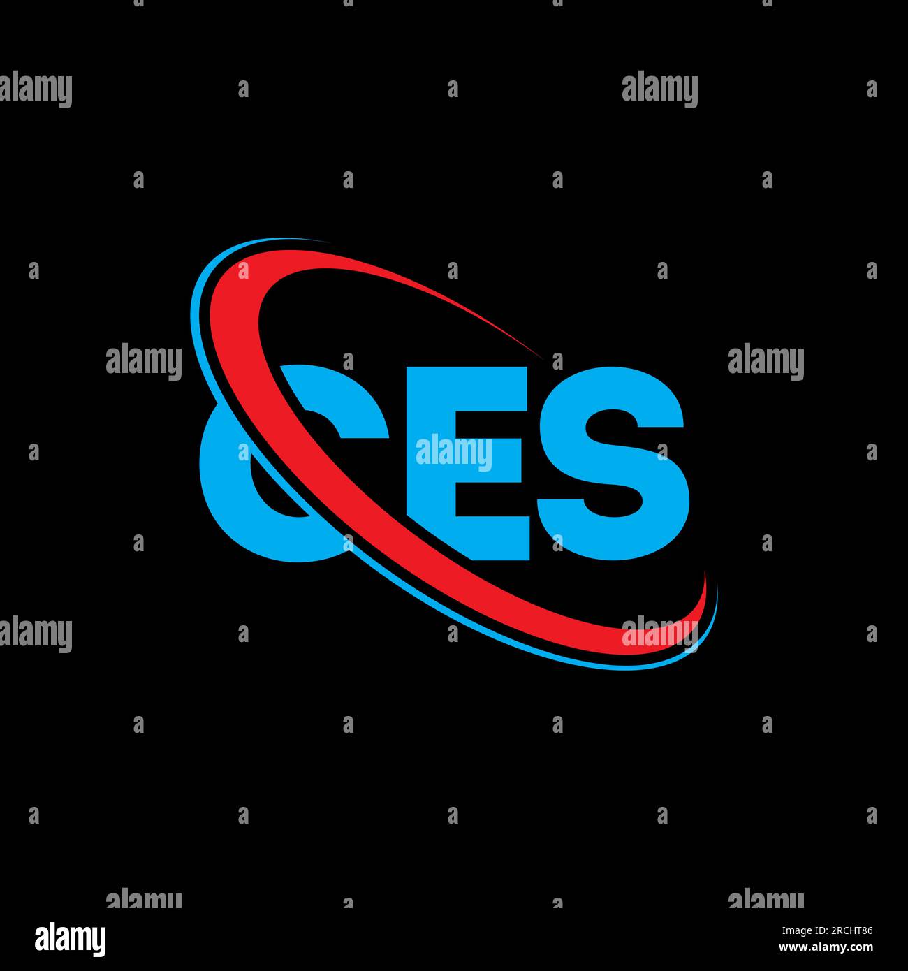 CES-Logo. CES-Brief. Logo des CES-Buchstabens. Initialen CES-Logo, verbunden mit einem Kreis und einem Monogramm-Logo in Großbuchstaben. CES-Typografie für Technologie, Geschäfte Stock Vektor