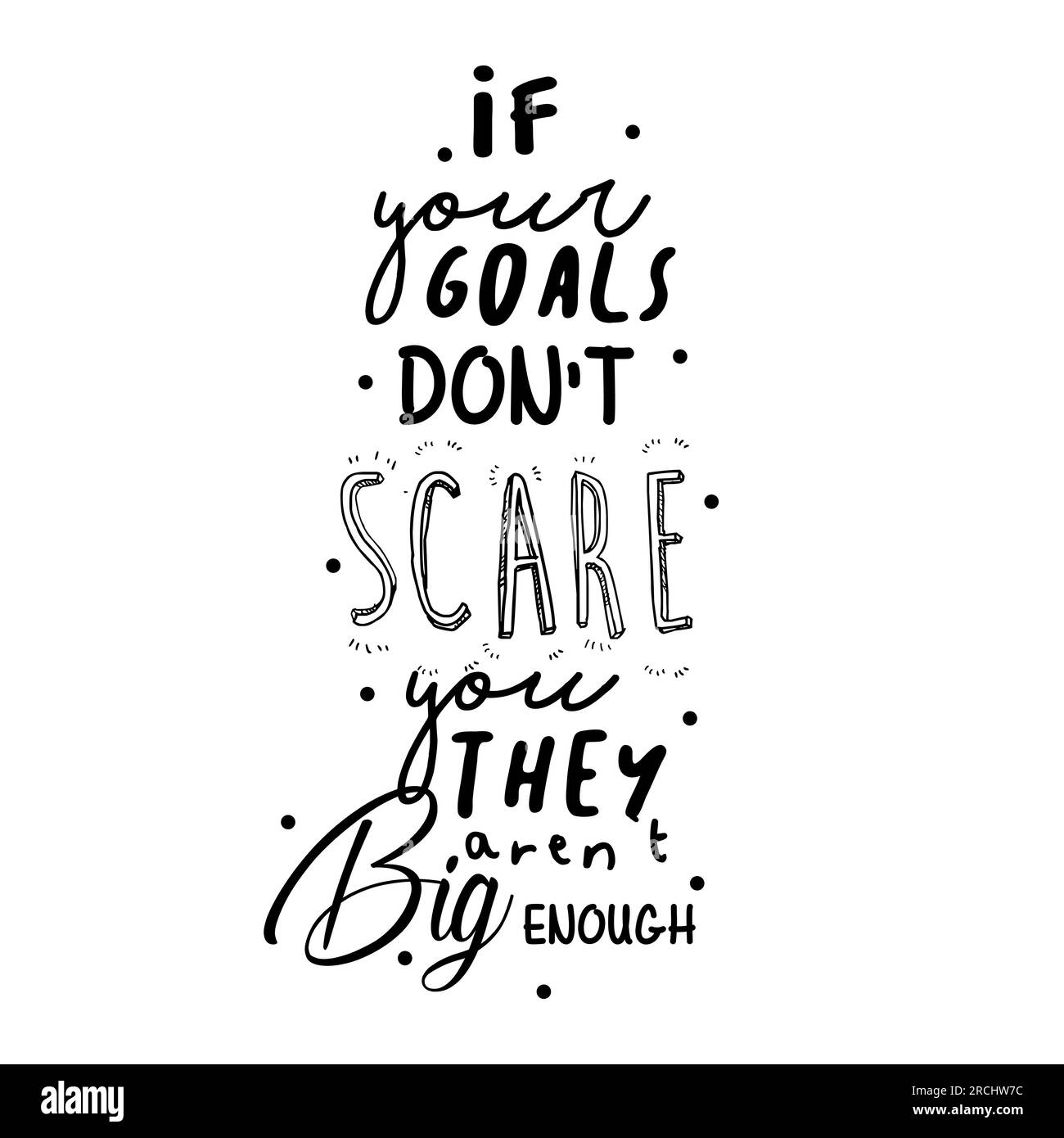 Wenn dir deine Ziele keine Angst machen, dann sind sie groß genug, inspirierende Zitate, Motivationsposter, Typografie, schwarzer Farbtext Stock Vektor
