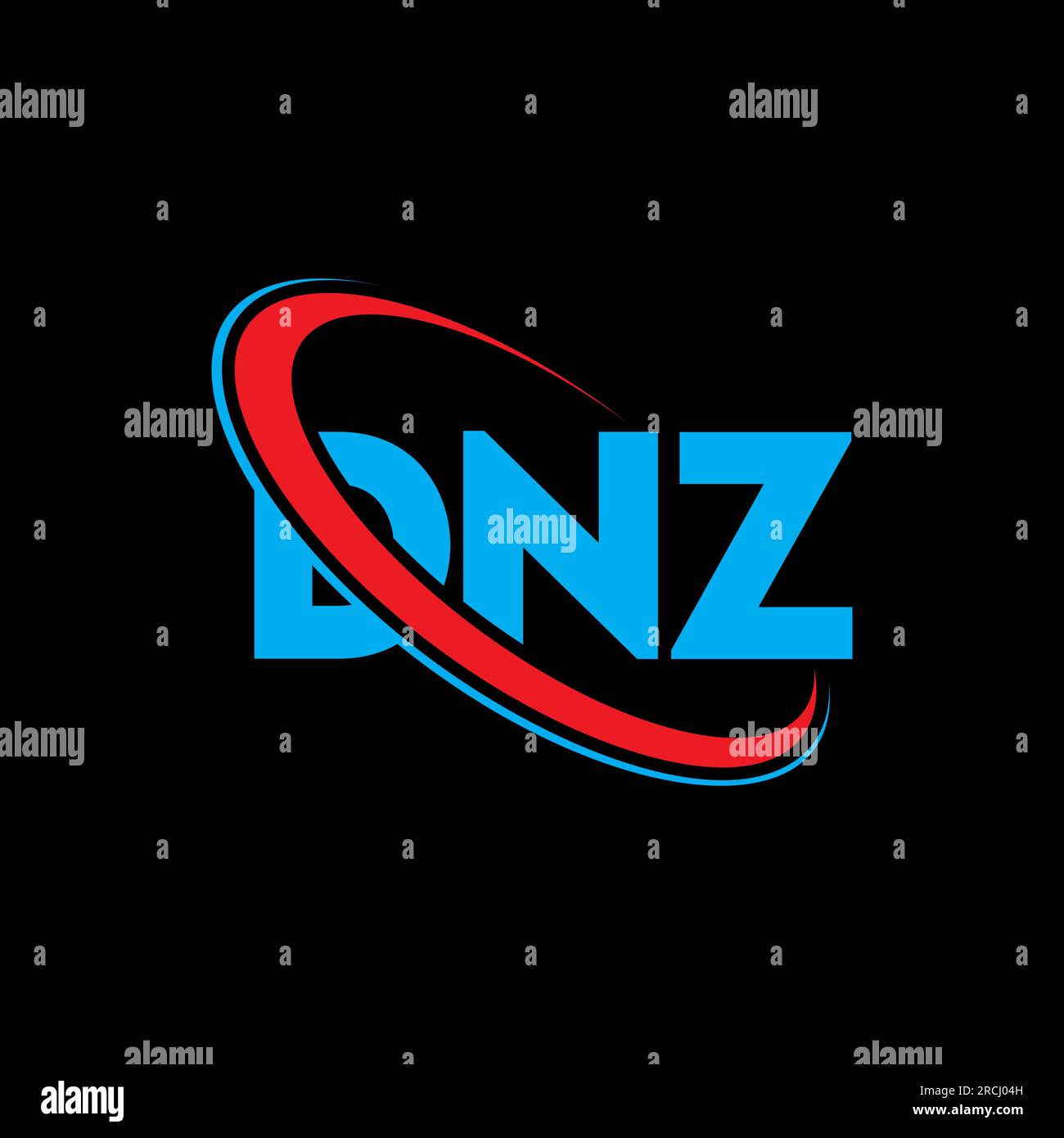 DNZ-Logo. DNZ-Buchstabe. Logo mit DNZ-Buchstaben. Initialen DNZ-Logo, verbunden mit einem Kreis und einem Monogramm-Logo in Großbuchstaben. DNZ-Typografie für Technologie, Geschäfte Stock Vektor