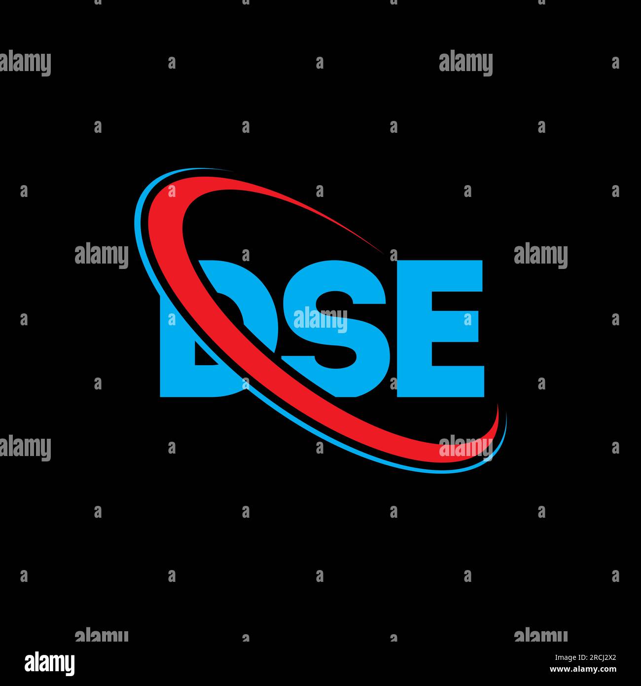 DSE-Logo. DSE-Brief. DSE-Logo. Initialen DSE-Logo, verbunden mit einem Kreis und einem Monogramm-Logo in Großbuchstaben. DSE-Typografie für Technologie, Unternehmen Stock Vektor