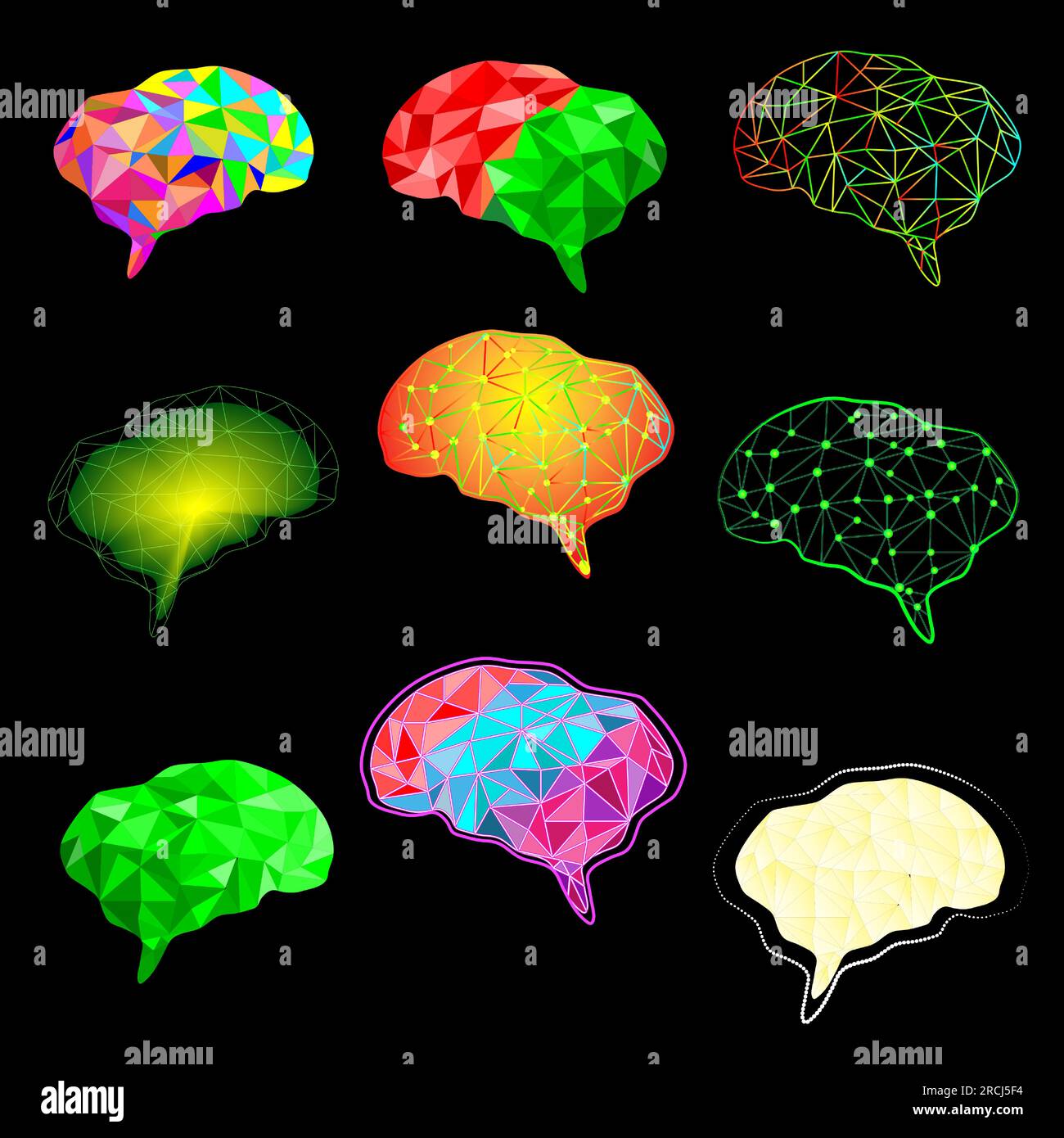 Modernes Polygon-Brainstorming Infografik Symbol Gehirn digitales Grafikdesign Konzept abstrakte Hintergrundvektordarstellung Stock Vektor