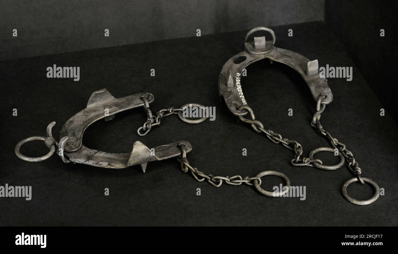 Erster Weltkrieg (1914-1918). Stiefelabsätze mit Spikes eines deutschen Soldaten. Lettisches Kriegsmuseum. Riga. Lettland. Stockfoto