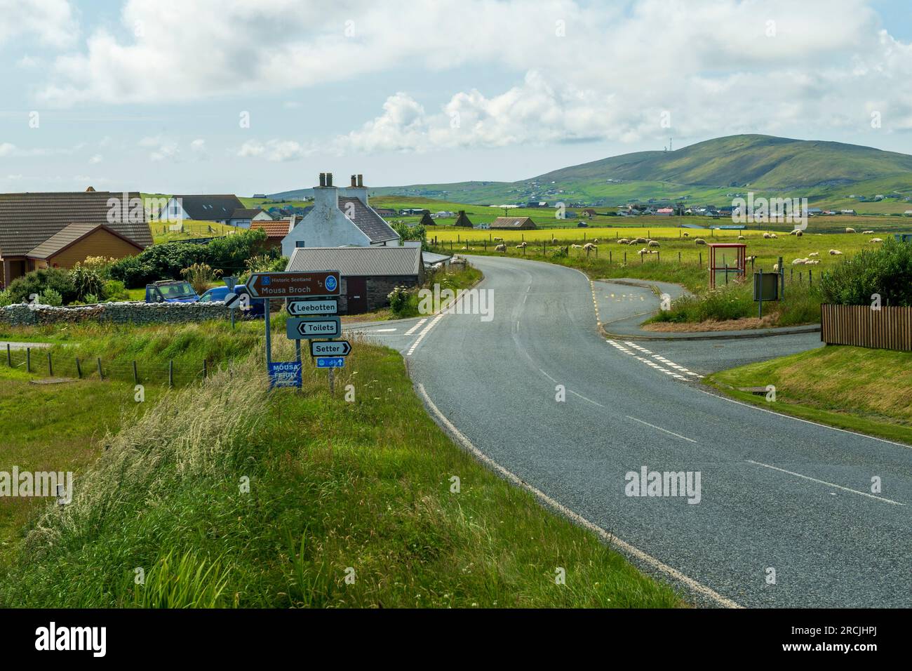 Sandwick, Sandsyre und Mousa Dörfer und Inseln auf den Shetland Isles, Schottland. Stockfoto
