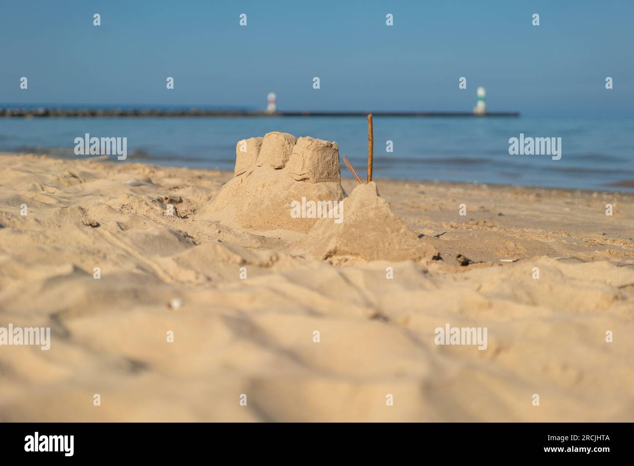 Sandcastle fuhr über Nacht am nördlichen Michigan Beach ab Stockfoto