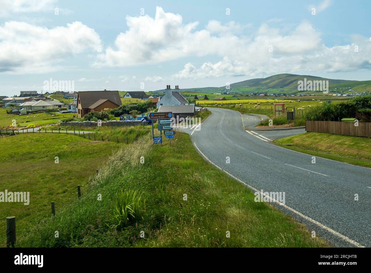 Sandwick, Sandsyre und Mousa Dörfer und Inseln auf den Shetland Isles, Schottland. Stockfoto
