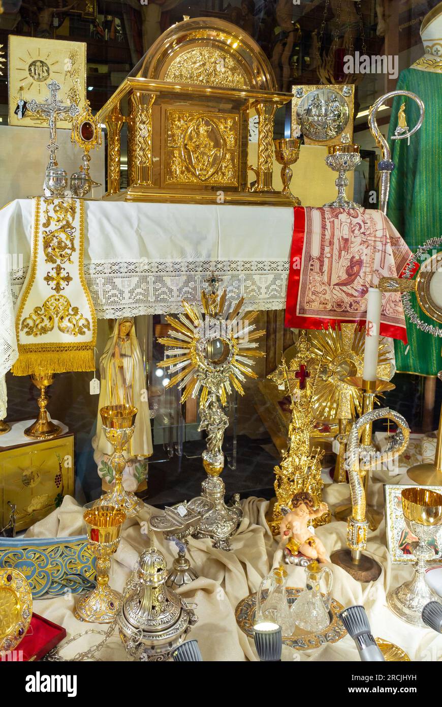 rom, latium, italien, Schaufenster mit religiösen Artikeln in Rom Stockfoto