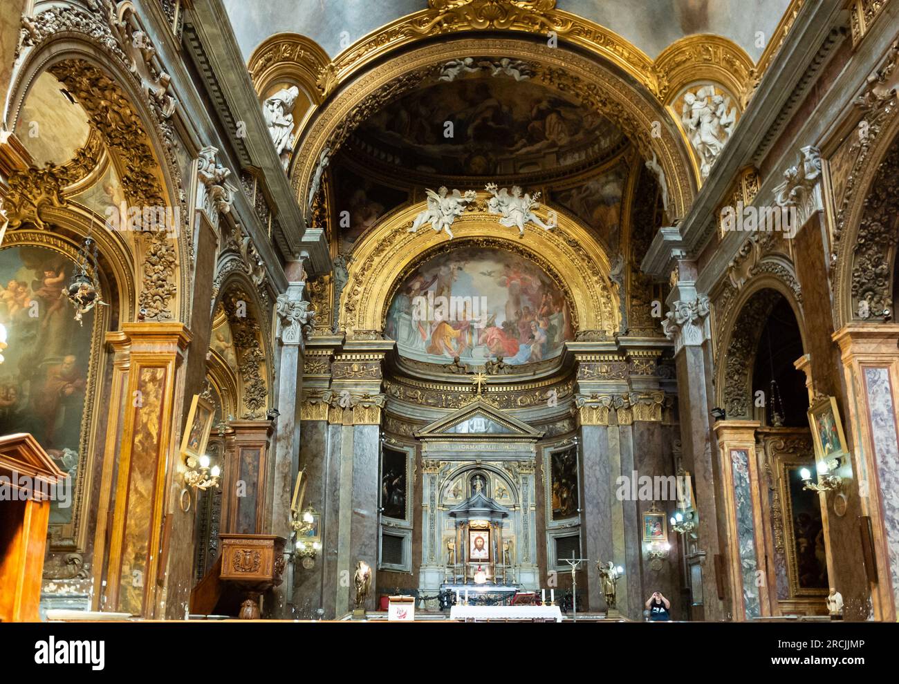 rom, latium, italien, das Innere der Basilika St. Sylvester der erste, San Silvestro in Capite, Sancti Silvestri in Capite. Stockfoto