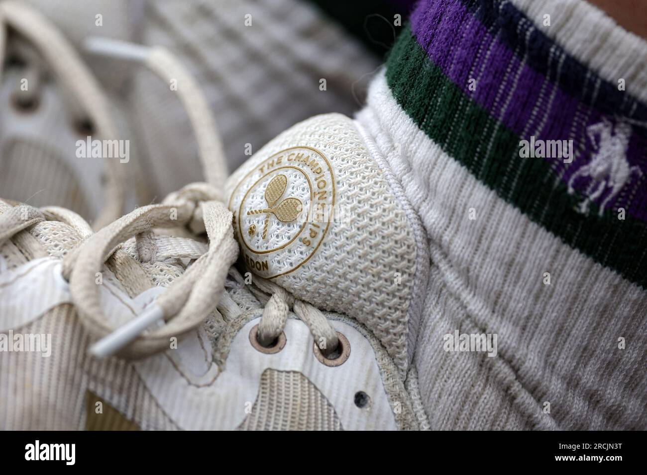London, Großbritannien. 15. Juli 2023 15. Juli 2023; All England Lawn Tennis and Croquet Club, London, England: Wimbledon Tennis Tournament; Wimbledon Sneakers Credit: Action Plus Sports Images/Alamy Live News Stockfoto