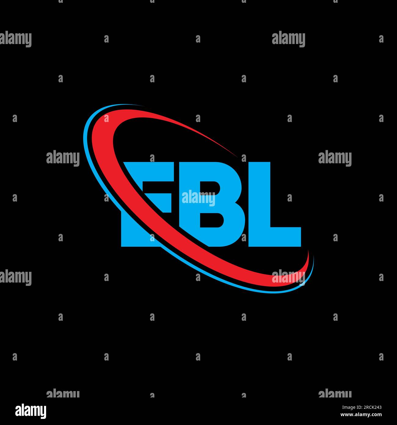 EBL-Logo. EBL-Buchstabe. Logo mit EBL-Buchstaben. Initialen EBL-Logo, verbunden mit einem Kreis und einem Monogramm-Logo in Großbuchstaben. EBL-Typografie für Technologie, Unternehmen Stock Vektor