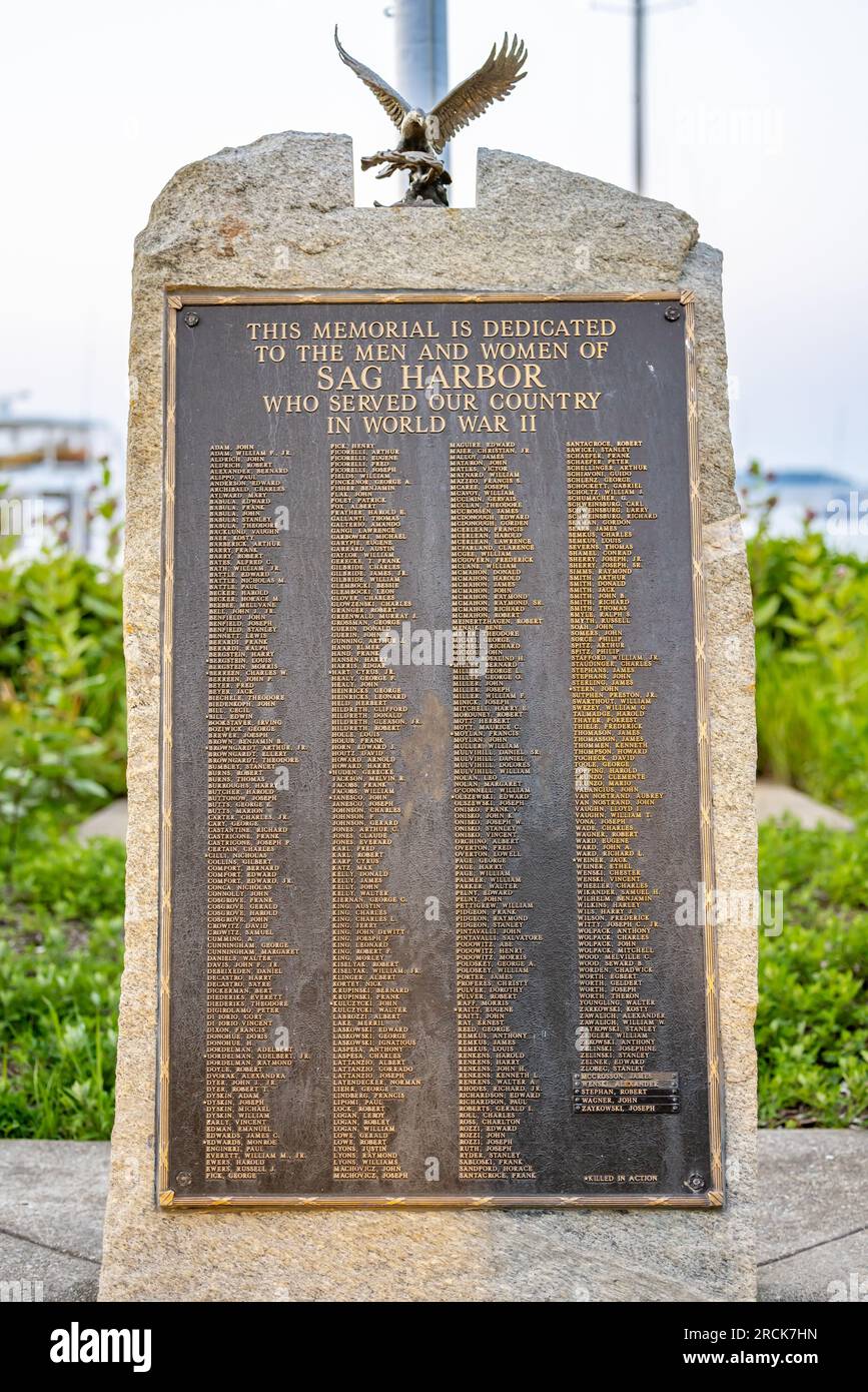 Denkmal des Zweiten Weltkriegs in Sag Harbor, NY Stockfoto