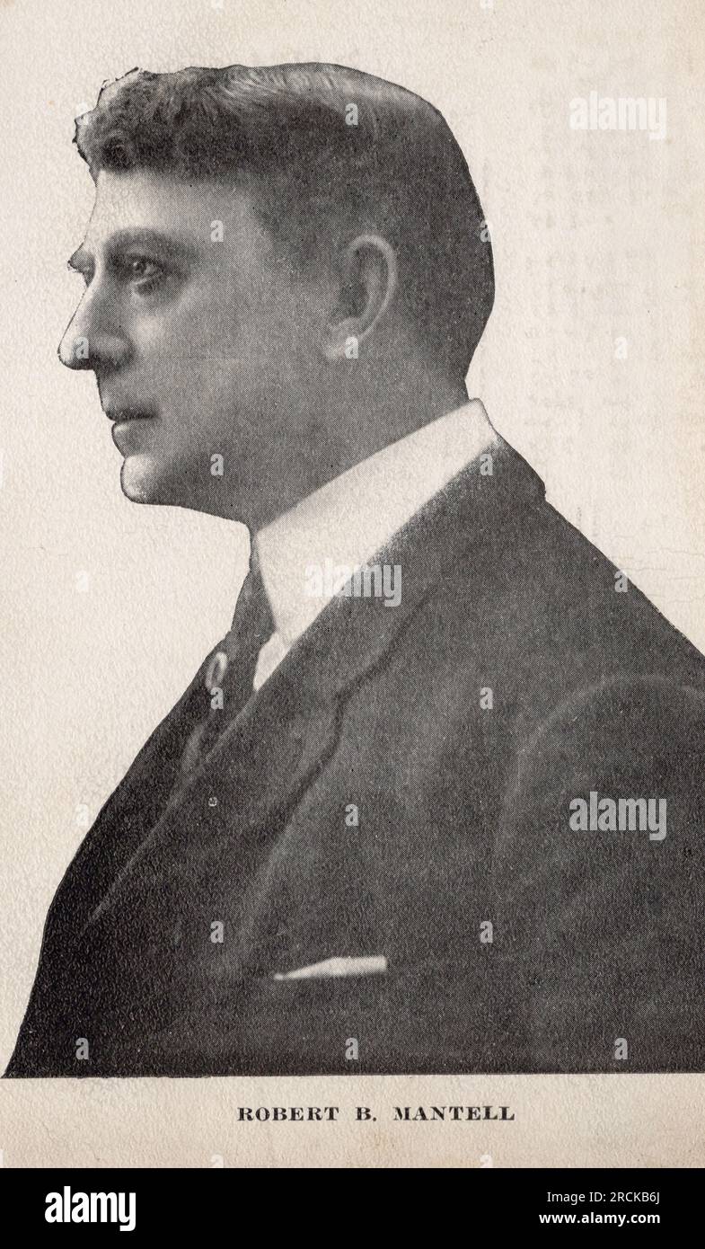 Porträt oder Robert Bruce Mantell, Shakespeare-Schauspieler, ca. 1905 Postkarte. Nicht identifizierter Fotograf Stockfoto