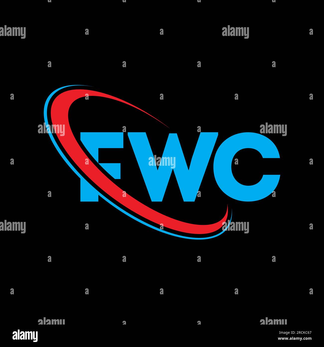 FWC-Logo. FWC-Brief. Logo mit FWC-Buchstaben. Initialen FWC Logo verbunden mit Kreis und Monogramm-Logo in Großbuchstaben. FWC-Typografie für Technologie, Geschäfte Stock Vektor