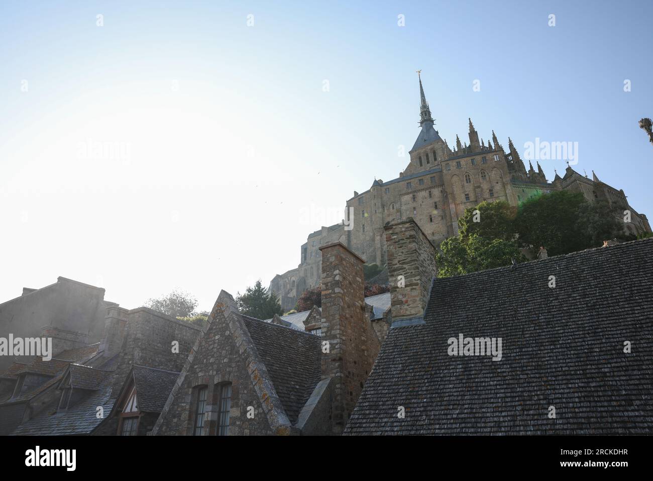 Blick auf die Abtei Le Mont-Saint-Michel innerhalb der Abtei. Stockfoto
