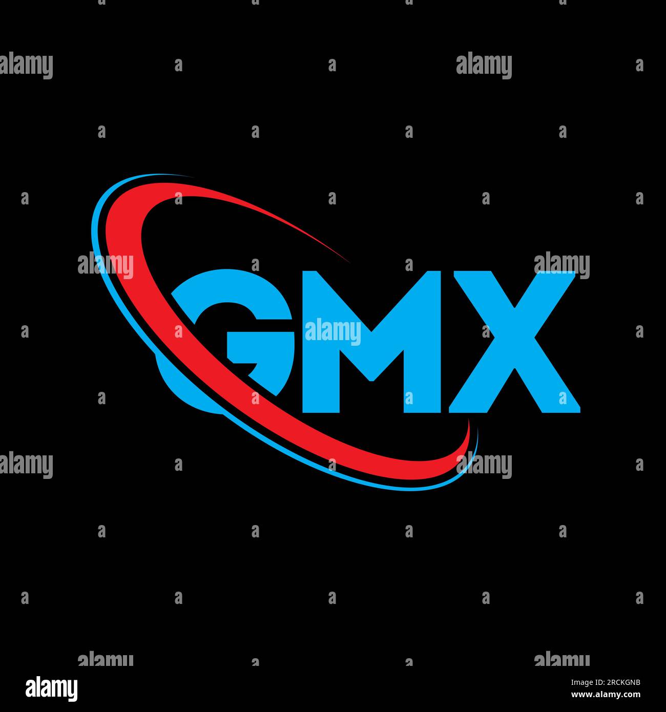 GMX-Logo. GMX-Brief. Logo mit GMX-Buchstaben. Initialen GMX-Logo, verbunden mit einem Kreis und einem Monogramm-Logo in Großbuchstaben. GMX-Typografie für Technologie, Unternehmen Stock Vektor