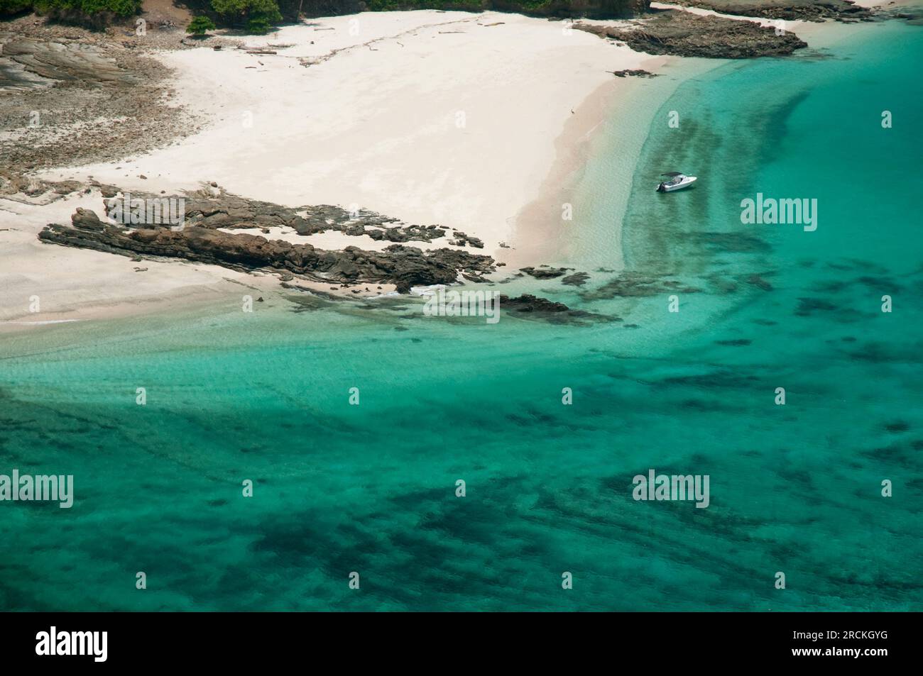 Kleiner tropischer Inselstrand, Pacheca Insel, Las Perlas Archipel, Panama, Mittelamerika - Stockfoto Stockfoto