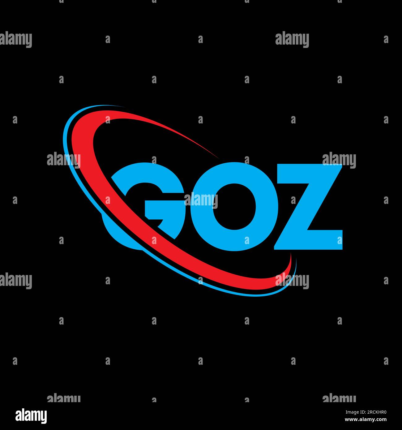 GOZ-Logo. GOZ-Brief. Logo mit GOZ-Buchstaben. Initialen GOZ-Logo, verbunden mit einem Kreis und einem Monogramm-Logo in Großbuchstaben. GOZ-Typografie für Technologie, Geschäfte Stock Vektor