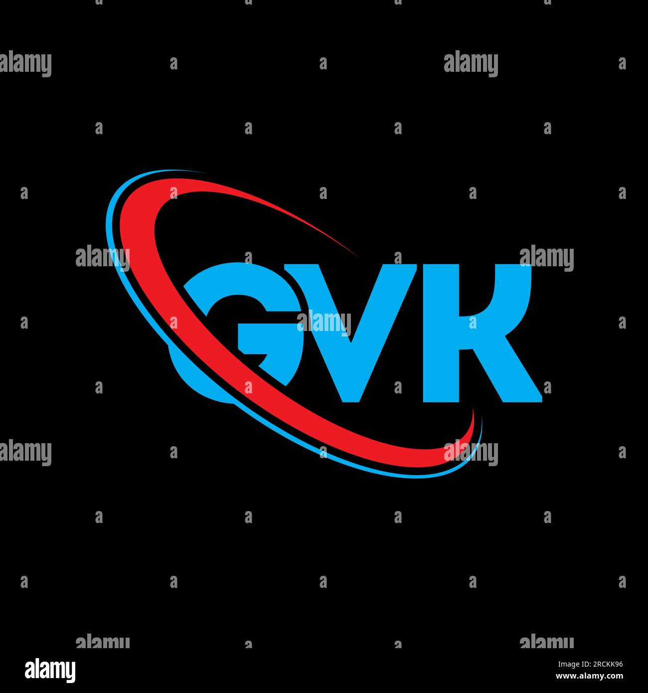 GVK-Logo. GVK-Brief. GVK-Logo. Initialen GVK-Logo, verbunden mit einem Kreis und einem Monogramm-Logo in Großbuchstaben. GVK-Typographie für Technologie, Unternehmen Stock Vektor