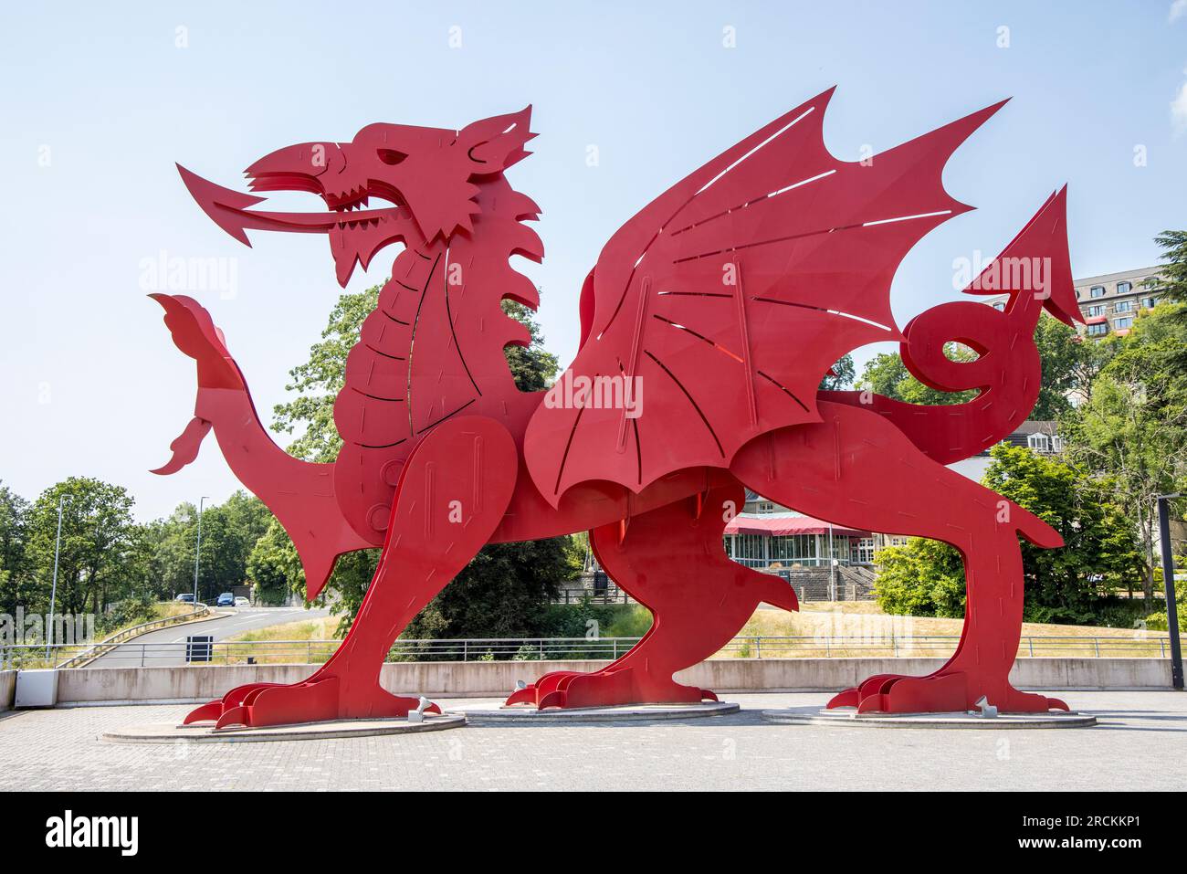 Welsh Dragon Symbol im Celtic Manor International Conference Centre, Newport, Wales, Großbritannien Stockfoto