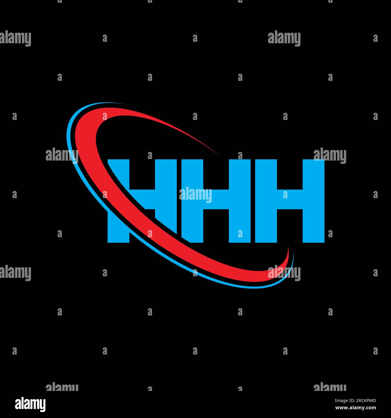 HHH-Logo. HHH-Brief. Logo mit HHH-Buchstaben. Initialen HHH-Logo, verbunden mit einem Kreis und einem Monogramm-Logo in Großbuchstaben. HHH-Typografie für Technologie, Unternehmen Stock Vektor