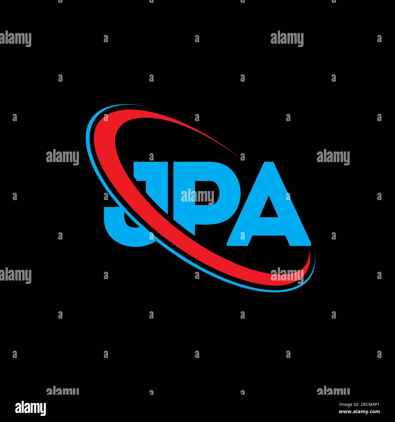 JPA-Logo. JPA-Brief. Logo mit JPA-Buchstaben. Initialen JPA-Logo, verbunden mit einem Kreis und einem Monogramm-Logo in Großbuchstaben. JPA-Typografie für Technologie, Geschäfte Stock Vektor