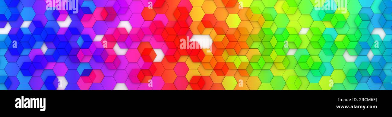 Abstrakte helle und farbenfrohe Hexagon Mosaik Tapeten oder Hintergrund - 3D-Rendering Stockfoto