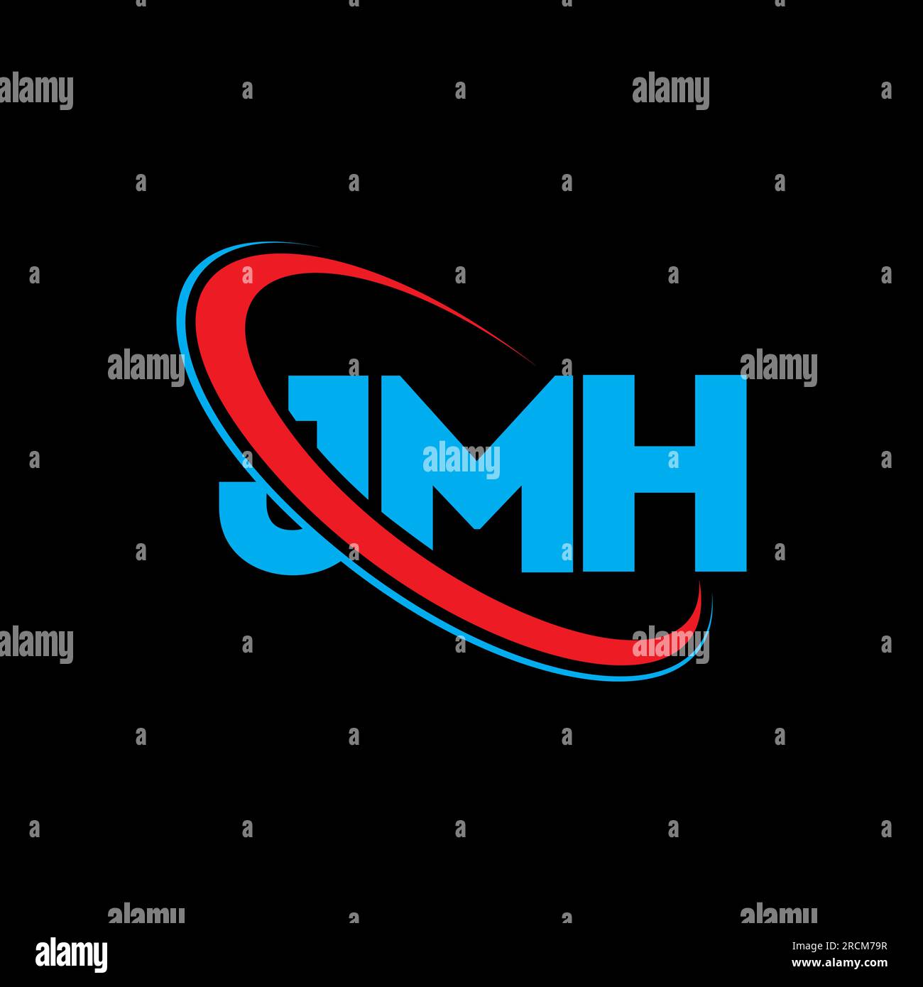 JMH-Logo. JMH-Brief. Logo mit JMH-Buchstaben. Initialen JMH-Logo, verbunden mit Kreis und Monogramm-Logo in Großbuchstaben. JMH-Typografie für Technologie, Unternehmen Stock Vektor
