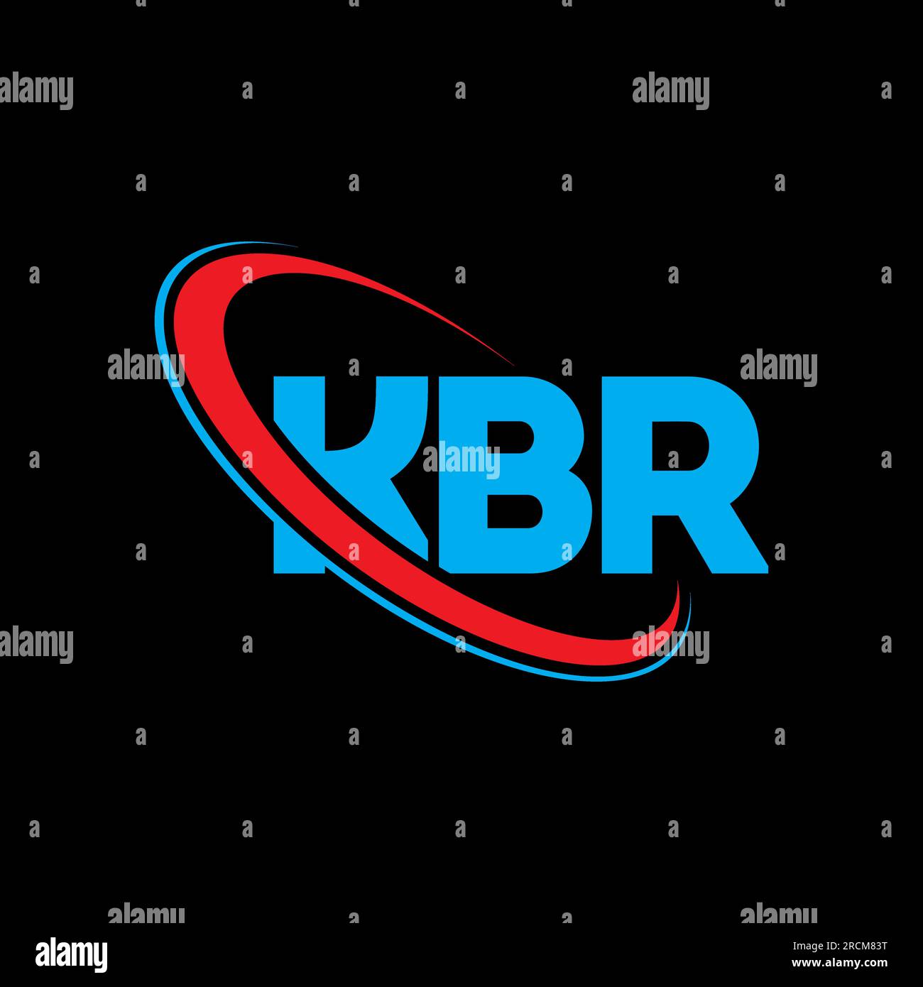 KBR-Logo. KBR-Brief. Logo mit KBR-Buchstaben. Initialen KBR-Logo, verbunden mit einem Kreis und einem Monogramm-Logo in Großbuchstaben. KBR-Typografie für Technologie, Geschäfte Stock Vektor