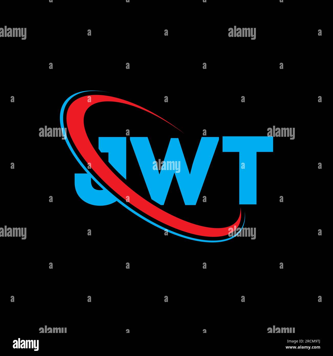 JWT-Logo. JWT-Brief. Logo mit JWT-Buchstaben. Initialen JWT Logo verbunden mit Kreis und Monogramm-Logo in Großbuchstaben. JWT-Typografie für Technologie, Geschäfte Stock Vektor