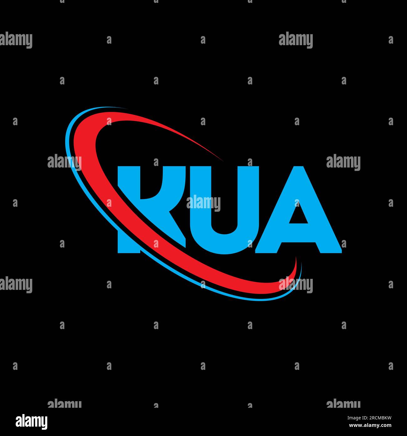 KUA-Logo. KUA-Brief. LOGO mit KUA-Buchstaben. Initialen KUA-Logo, verbunden mit einem Kreis und einem Monogramm-Logo in Großbuchstaben. KUA-Typografie für Technologie, Geschäfte Stock Vektor