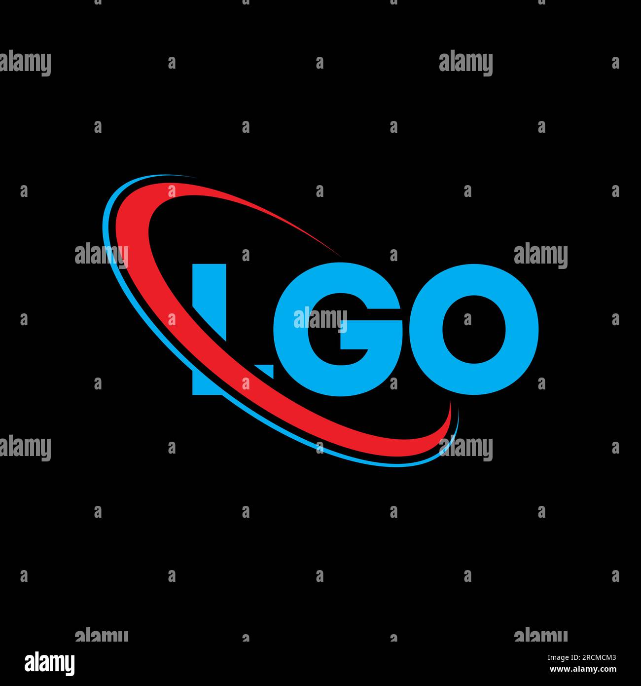 LGO-Logo. LGO-Brief. Logo mit LGO-Buchstaben. Initialen LGO-Logo mit Kreis und Monogramm-Logo in Großbuchstaben. LGO-Typografie für Technologie, Unternehmen Stock Vektor
