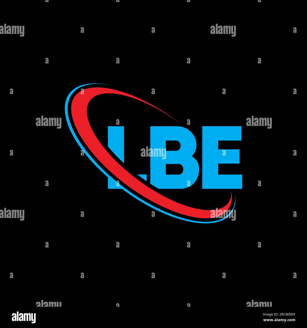 LBE-Logo. LBE-Brief. LBE-Logo. Initialen LBE-Logo, verbunden mit einem Kreis und einem Monogramm-Logo in Großbuchstaben. LBE-Typografie für Technologie, Unternehmen Stock Vektor