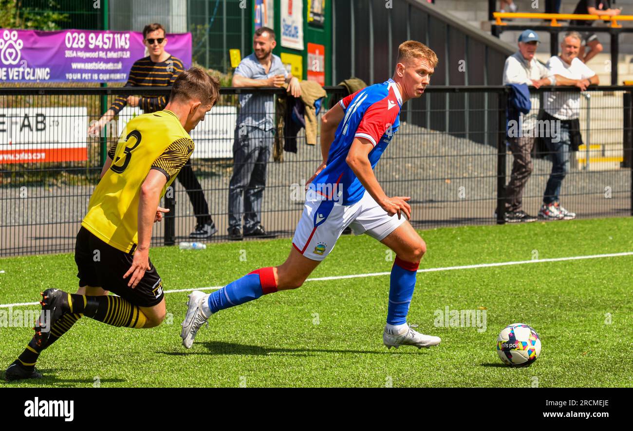 Andrew Clarke - H&W Welders vs Linfield, Samstag, 15. Juli 2023, Blanchflower Stadium, Belfast. Stockfoto