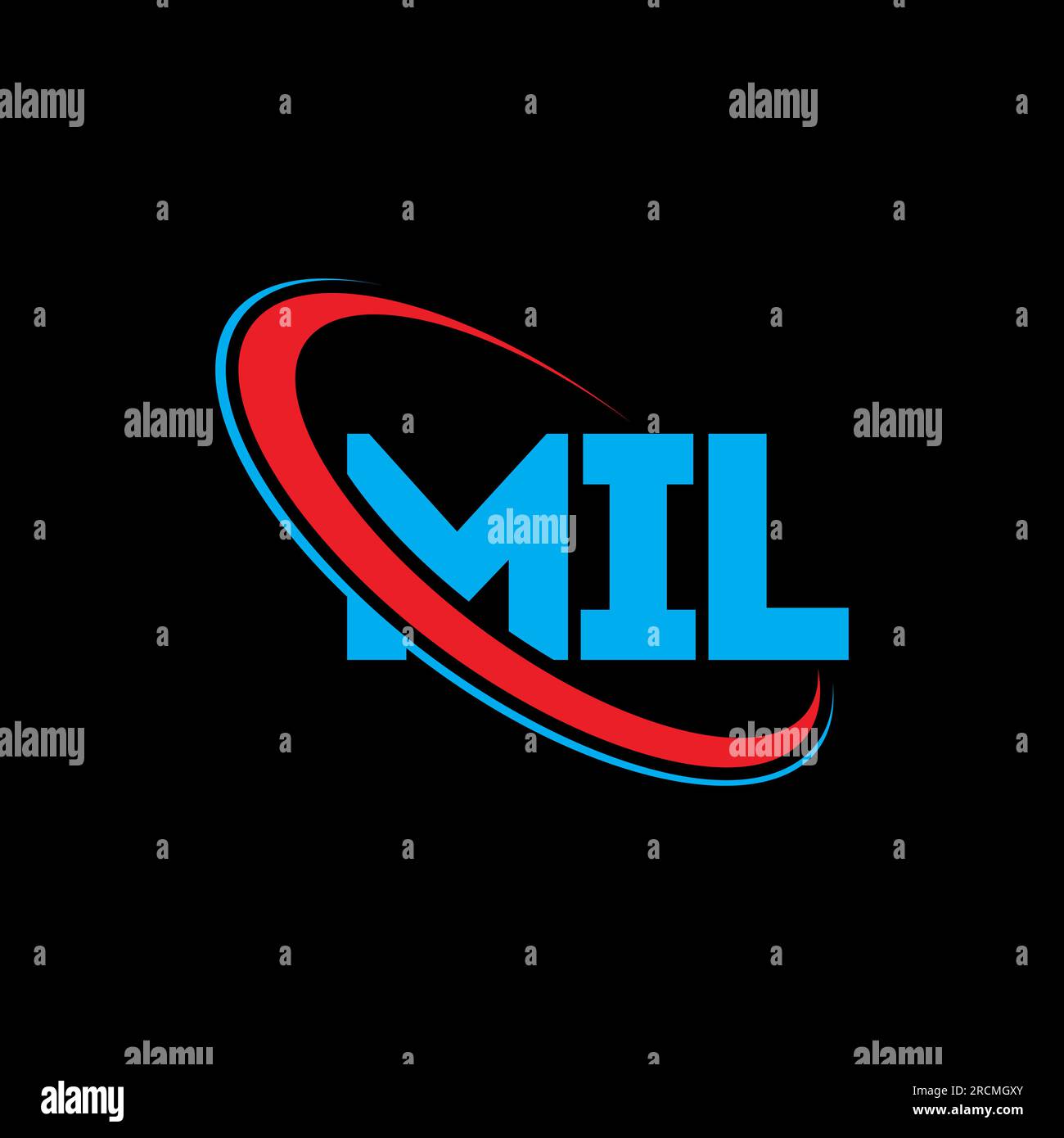 MIL-Logo. MIL-Buchstabe. Logo mit MIL-Buchstaben. Initialen MIL-Logo, verbunden mit einem Kreis und einem Monogramm-Logo in Großbuchstaben. MIL-Typografie für Technologie, Unternehmen Stock Vektor