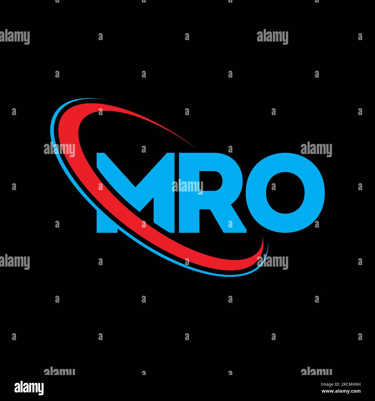 MRO-Logo. MRO-Brief. Logo mit MRO-Buchstaben. Initialen MRO Logo verbunden mit Kreis und Monogramm-Logo in Großbuchstaben. MRO-Typografie für Technologie, Geschäfte Stock Vektor