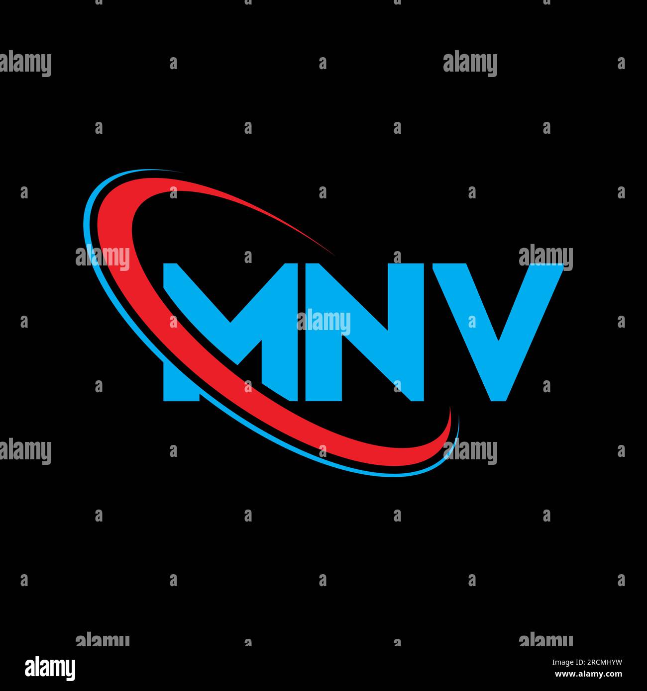 MNV-Logo. MNV-Brief. Logo mit MNV-Buchstaben. Initialen MNV-Logo, verbunden mit einem Kreis und einem Monogramm-Logo in Großbuchstaben. MNV-Typografie für Technologie, Unternehmen Stock Vektor
