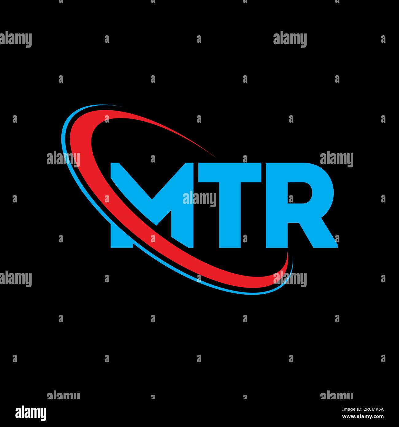 MTR-Logo. MTR-Buchstabe. Logo mit MTR-Buchstaben. Initialen MTR-Logo, verbunden mit einem Kreis und einem Monogramm-Logo in Großbuchstaben. MTR-Typografie für Technologie, Unternehmen Stock Vektor