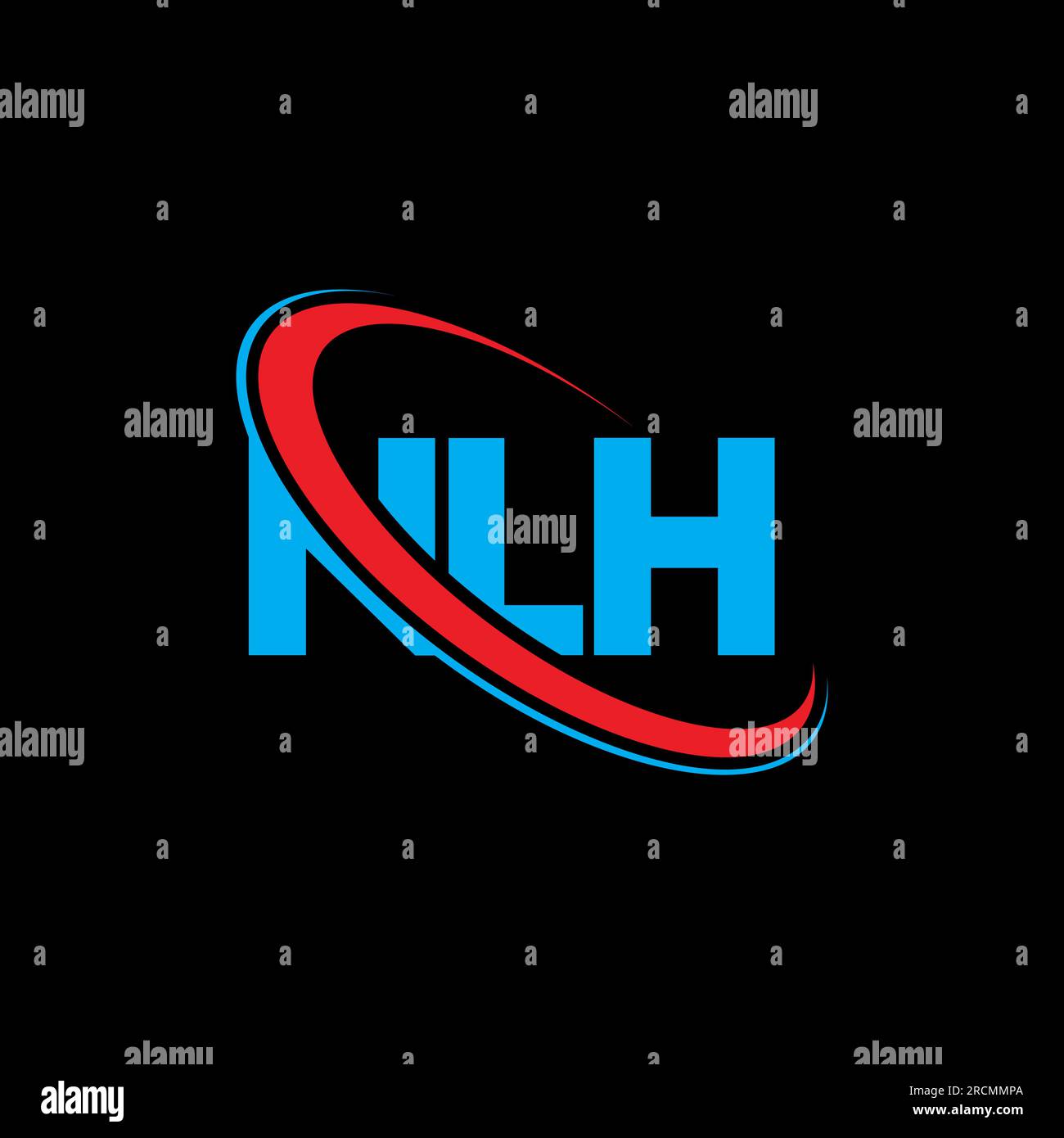 NLH-Logo. NLH-Brief. Logo mit NLH-Buchstaben. Initialen NLH-Logo, verbunden mit einem Kreis und einem Monogramm-Logo in Großbuchstaben. NLH-Typografie für Technologie, Geschäfte Stock Vektor