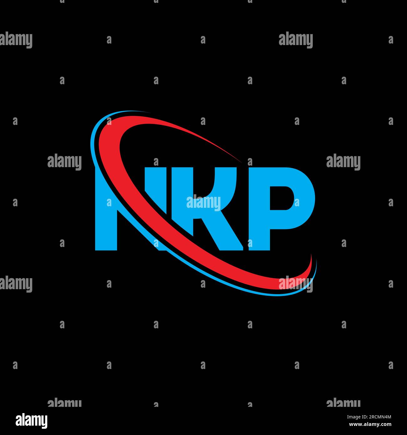 NKP-Logo. NKP-Brief. Logo mit NKP-Buchstaben. Initialen NKP-Logo, verbunden mit einem Kreis und einem Monogramm-Logo in Großbuchstaben. NKP-Typografie für Technologie, Geschäfte Stock Vektor