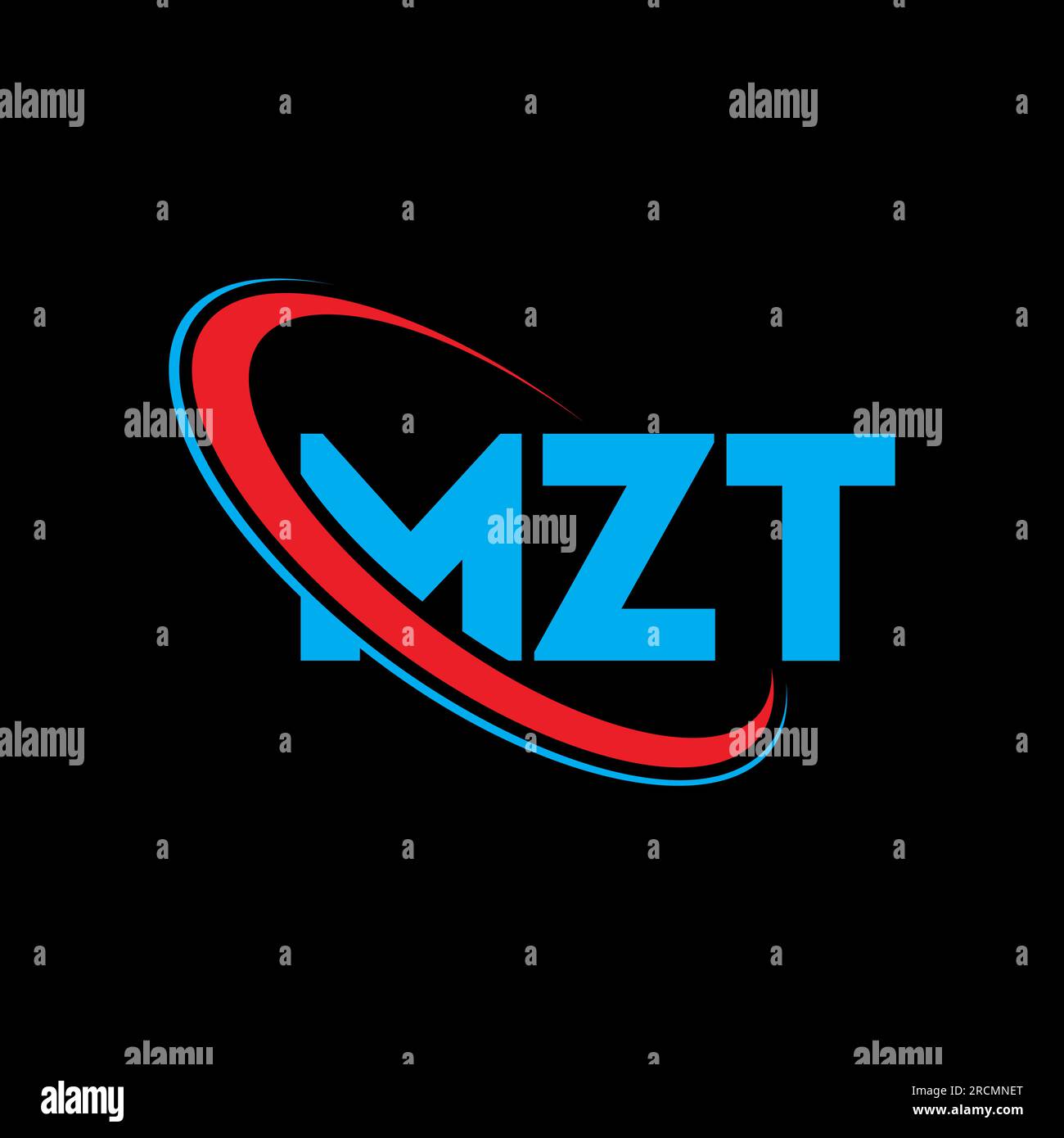 MZT-Logo. MZT-Brief. Logo mit MZT-Buchstaben. Initialen MZT-Logo, verbunden mit einem Kreis und einem Monogramm-Logo in Großbuchstaben. MZT-Typografie für Technologie, Unternehmen Stock Vektor