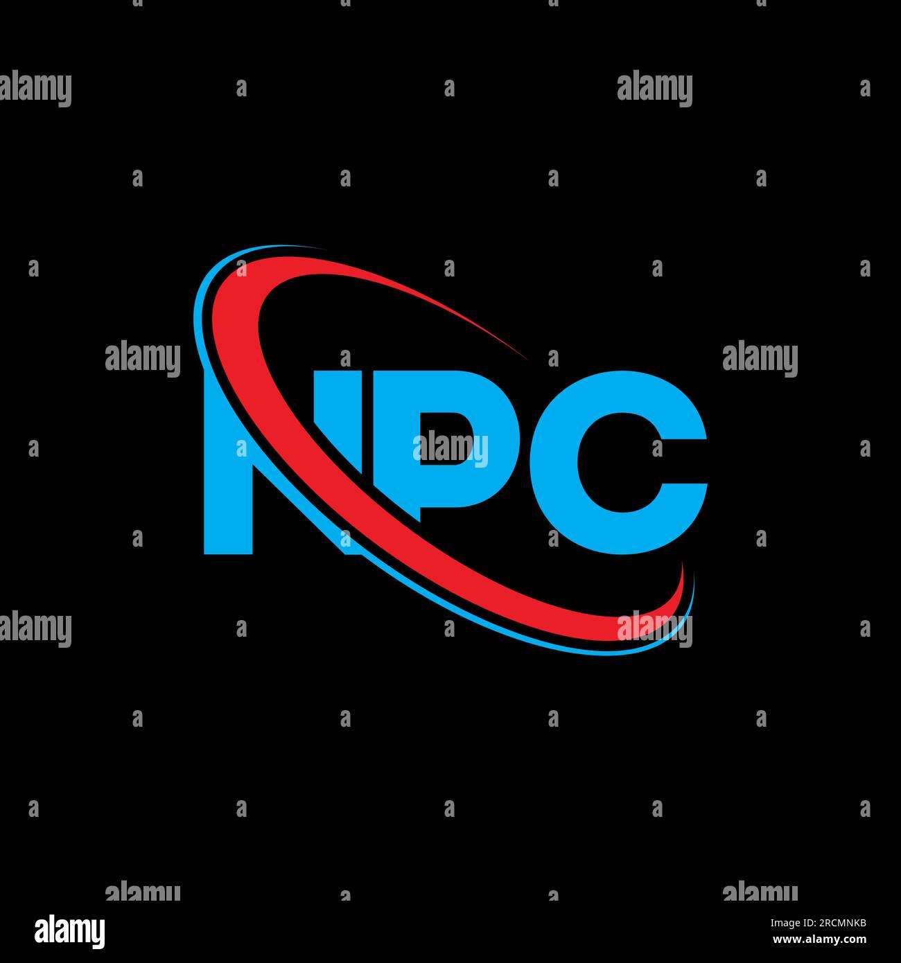 NPC-Logo. NPC-Buchstabe. Logo mit NPC-Buchstaben. Initialen NPC-Logo, verbunden mit einem Kreis und einem Monogramm-Logo in Großbuchstaben. NPC-Typografie für Technologie, Unternehmen Stock Vektor