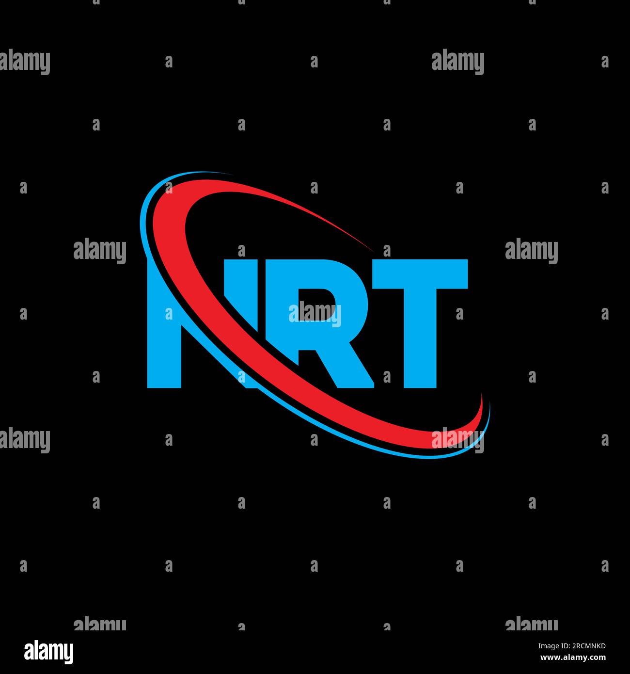 NRT-Logo. NRT-Brief. Logo mit NRT-Buchstaben. Initialen NRT-Logo, verbunden mit einem Kreis und einem Monogramm-Logo in Großbuchstaben. NRT-Typografie für Technologie, Geschäfte Stock Vektor
